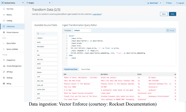 Rockset: Vector database