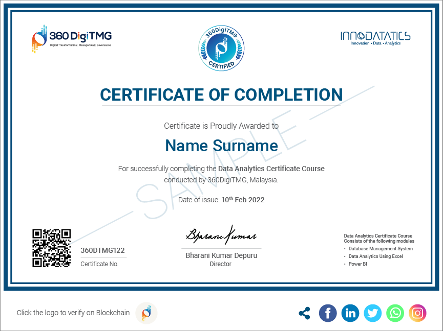 data analytics course certification - 360digitmg