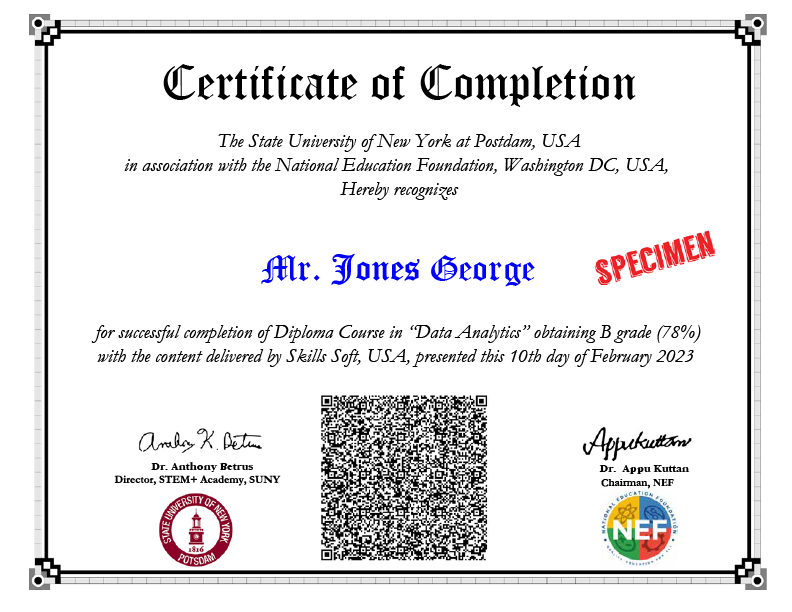 SUNY data science certificate