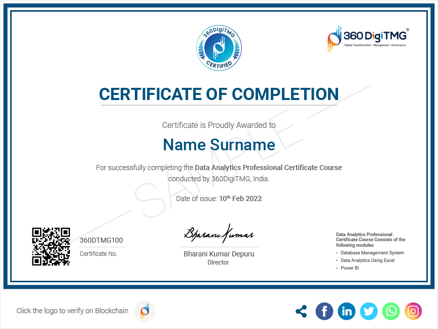 360DigiTMG data analytics certificate
