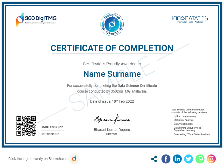 data science certificate in malaysia - 360digitmg