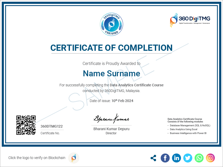 data analytics course certification - 360digitmg